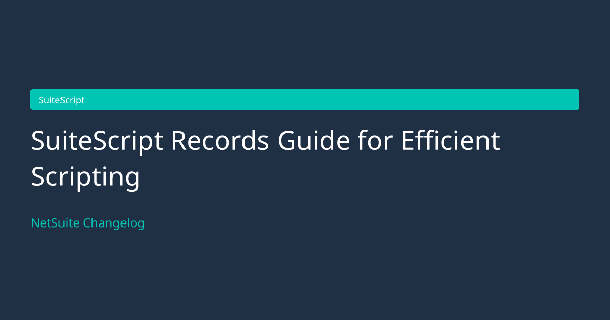 SuiteScript Records Guide for Effici... — NetSuite Changelog